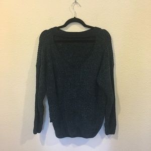 Sweaters - Knit long sleeve sweater with a cut out back Sweaters - Knit long sleeve sweater with a cut out back